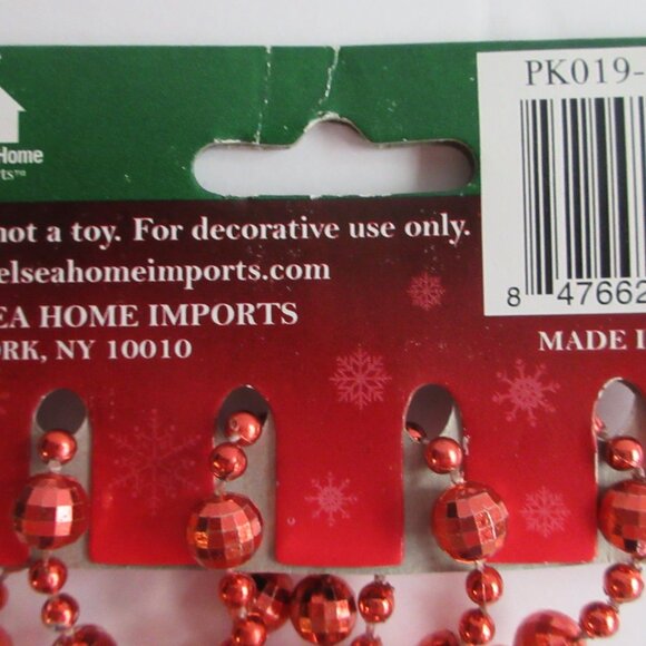 Bead Christmas Garland Red Faceted 9 Ft Vintage Christmas Decor NOS Lot of 3 - Picture 3 of 8